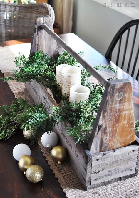 19 Winter Centerpieces You Can Keep All Season Decorating For Winter After Christmas, Wooden Box Centerpiece, Winter Centerpiece, Box Centerpiece, Winter Living Room, Winter Centerpieces, Barn Wood Projects, Christmas Centerpieces Diy, Winter Table