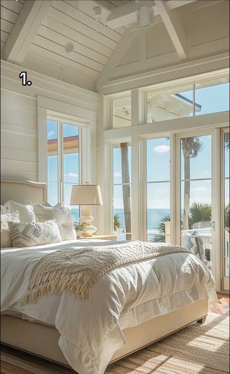 Emslifeandloves California Coastal Design, White Coastal House, Preppy Beach House, Beach House Bedrooms, Costal Bedroom, Beach House Room, Beach House Living Room, Coastal Room, Coastal House