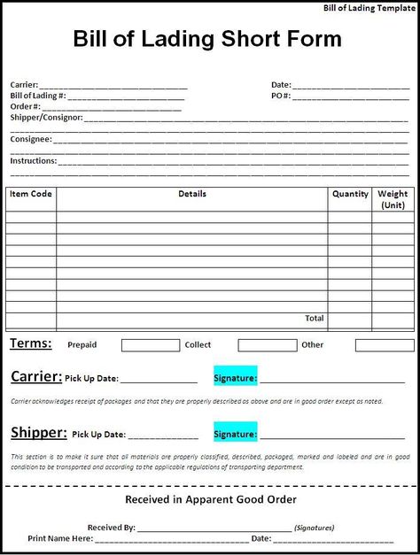 7+ Bill of Lading Templates | Word, Excel & PDF Templates Bill Of Lading, Office Templates, Bill Template, Word Templates, Narrative Essay, Cover Letter Sample, Word Free, Free Lettering, Good Essay