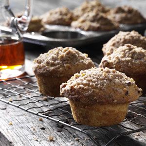 Morning Maple Muffins Recipe from Taste of Home -- shared by Elizabeth Talbot of Lexington, Kentucky Maple Muffins, Muffins Blueberry, Doughnut Muffins, Rhubarb Muffins, Maple Recipes, Maple Syrup Recipes, Tin Recipes, Muffin Bread, Zucchini Muffins