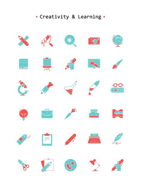 Art & Learning - Free Icon Set Icons Graphic Design, Icon Set Design, Free Icon Set, Icon Design Inspiration, Flat Design Icons, Vector Graphics Design, Design Icon, Learn Art, Creative Icon