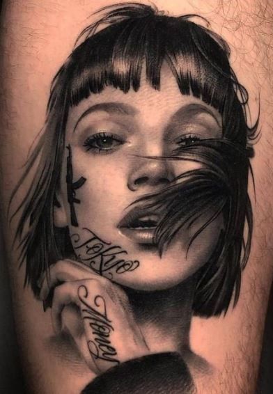 Girl Face Tattoo, Clever Tattoos, Face Tattoos, Boy Tattoos, Custom Tattoo Design, Grey Tattoo, Tattoo Life, 문신 디자인, Great Tattoos