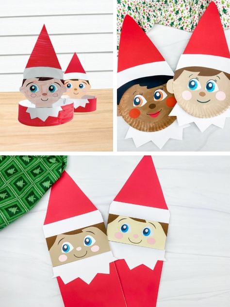 5 Festive Elf On The Shelf Crafts For Kids [Free Templates] Elf On The Shelf Crafts, Elf On The Shelf Paper, Shelf Crafts, Elf Crafts, Paper Bag Crafts, Calendar Craft, Shelf Paper, Handprint Craft, Handprint Crafts