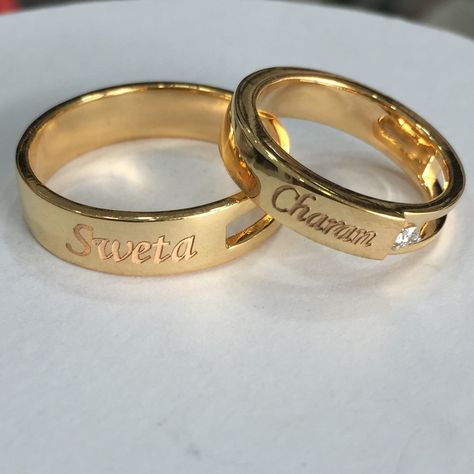 Wedding Ring With Name, Infinite Ring, Couple Rings Gold, Gold Stacking Rings Wedding, خواتم خطوبة, Non Traditional Wedding Ring, Couple Ring Design, Ring Name, Engagement Rings Couple