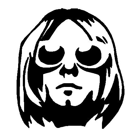 Kurt Cobain Nirvana Drawing, Kurt Cobain Tattoo, Nirvana Painting, Blonde Hair Pieces, Kurt Cobain Art, Nirvana Art, Nirvana Logo, Stencils Printables Templates, Sticker Cartoon