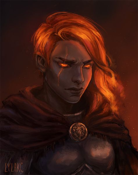 Fire Genasi Female, Genasi Female, Fire Genasi, Roleplay Characters, Dnd Monsters, Fantasy Races, Concept Art Character, Dungeons And Dragons Characters, Dnd Art