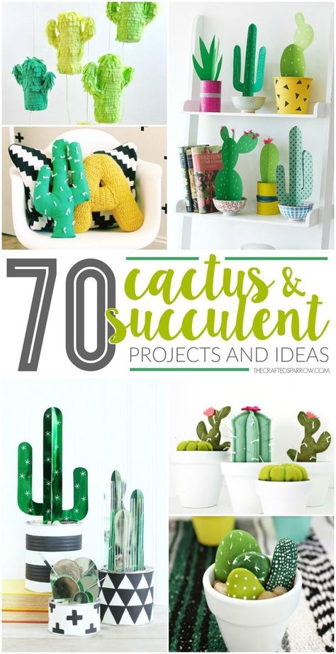 DIY cactus and succulent projects and ideas. crafts, kids Succulent Projects, Cactus Craft, Faux Cactus, Cactus Party, Cactus Diy, Cactus Decor, Cactus Y Suculentas, Cactus And Succulents, Diy Home Decor Projects