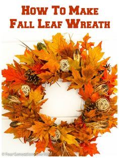 Fall Leaf Wreath Diy, How To Make A Fall Wreath, Fall Leaf Wreath, Mesh Pumpkin, Fall Leaves Wreath, Crafts For Beginners, Fall Yard Decor, Fall Yard, Fall Wreaths For Front Door