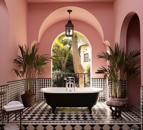 Spanish Revival Bathroom, Airbnb Aesthetic, Spanish Revival Interior, Spanish Eclectic, Morocco Riad, Cube Car, Colonial Interior Design, Moroccan Riad, Spanish Interior