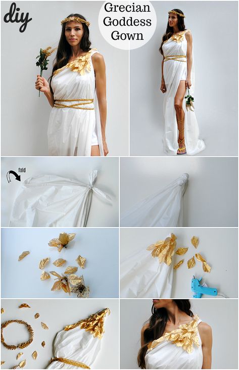 Trash To Couture: A Dollar Tree Halloween Series: Greek Goddess Costume Greek Goddess Costume Diy, Goddess Costume Diy, Greek Goddess Outfit, Tree Halloween Costume, Greek God Costume, Goddess Greek, Toga Costume, Trash To Couture, Toga Party