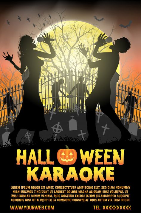 Halloween Karaoke, Halloween Invitaciones, Rock Fest, Halloween Social, Concert Poster Design, Halloween Dance, Singing Karaoke, Pink Wallpaper Backgrounds, Halloween Zombie