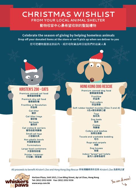 WNP-Christmas Wish List-Flyer-A4-131127 Animal Shelter Donations, Animal Rescue Fundraising, Animal Shelter Fundraiser, Cat Crate, Cat Litter Tray, Canned Dog Food, Canned Cat Food, Holiday List, Dry Cat Food