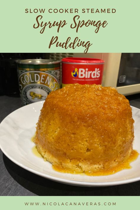 My recipe for a delicious Golden Syrup steamed sponge pudding made in the slow cooker. Treacle Sponge Pudding Recipes, Steamed Pudding Recipes Slow Cooker, Steamed Christmas Pudding Recipes, Golden Syrup Sponge Pudding, Microwave Jam Sponge Pudding, Syrup Sponge Pudding, Golden Syrup Pudding, Sponge Pudding Recipe, Syrup Sponge