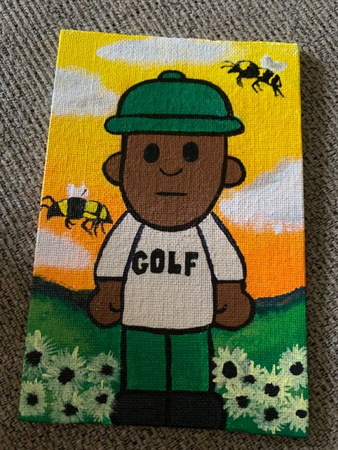 Painting Ideas Tyler The Creator, Painting Ideas On Canvas Tyler The Creator, Easy Painting Ideas On Canvas For Men, Simple Paintings Cartoon, Cartoon Style Painting, Tyler The Creator Canvas Painting, Painting Ideas On Canvas Album Covers, Easy Paintings For Guys, Brent Faiyaz Painting Canvas