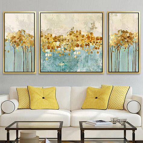 Abstract Painting Acrylic Painting Cuadros Original painting 3 pieces wall art Canvas Art gold blue poster painting Wall Pictures abstractos Gold Abstract Painting, Set Of 3 Wall Art, Metal Tree Wall Art, 3 Piece Canvas Art, Nordic Art, Abstract Flower Painting, Abstract Tree, 3 Piece Wall Art, Abstract Canvas Painting