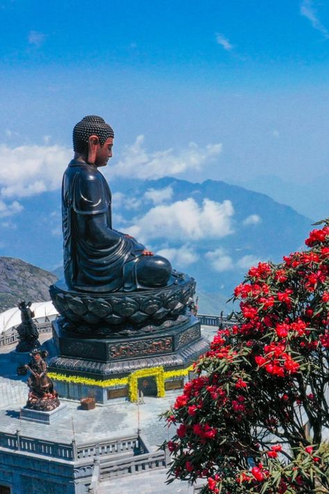 Image of a Buddha Statue at Sun World Fansipan Legend in Sapa, Vietnam Fansipan Vietnam, Sapa Vietnam, On Top Of The World, Amusement Parks, Vietnam Travel, Top Of The World, Vietnam, Sun, Travel