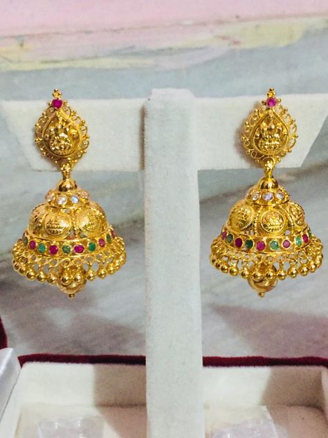 Jimmikki Kammal Design, 8grams Gold Earrings Buttalu, Ear Rings Buttalu Gold, Latest Jhumka Designs Gold 10 Grams, Buttalu Earrings Gold Bridal, Jumkas Gold, Buttalu Earrings Gold, Gold Buttalu, Pretty Gold Necklaces