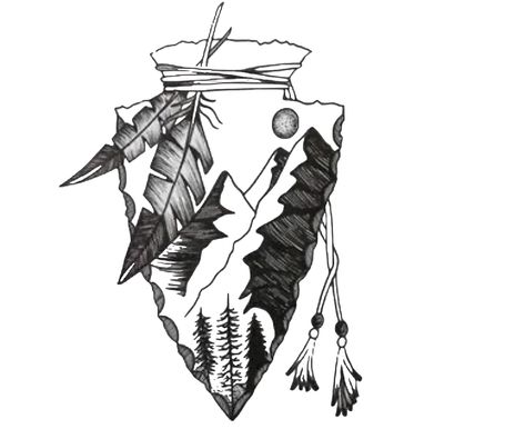 Arrow Head Tattoos For Women, South Dakota Tattoo Ideas, Tattoos For Men Country, Western Style Tattoos Men, Feathered Indians Tyler Childers Tattoo, Arrowhead Tattoo For Women, Indian Tattoos For Women Native, Native American Sleeve Tattoo, Teepee Tattoo