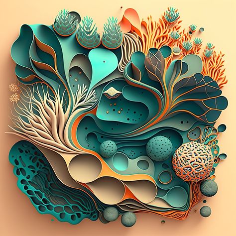 This image showcases an intricate organic shape that closely mimics the forms found in nature. The shape is composed of fluid curves and textures, reminiscent of elements such as plants, trees, and animals. Its natural composition evokes a sense of calmness and serenity, as if the viewer is peering into a peaceful ecosystem. Organic And Geometric Shapes Art, Brand Moodboard, Natural Form Art, Geometry In Nature, High School Art Lessons, Paper Art Sculpture, Geometric Shapes Art, Organic Art, Form Art