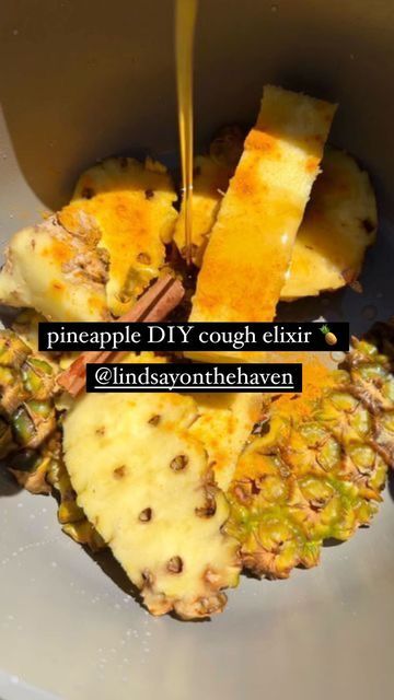 Lindsay Tuttle || Health & Wellness on Instagram: "make sure to save this homemade cough elixir recipe- it’s one of our family faves!!! You need: 🍍 2 cups chopped pineapple 🫶🏽 1 Tbsp chopped ginger 🍋 juice from 2 lemons 🌶️ a pinch of cayenne and @redmondrealsalt 🫒 1/2 cup olive oil 🍯 1/4 honey Blend and pour. Sip as needed and store in fridge for up to a week. This works SO well for kid and adult coughs and here’s why 👇🏻 🍍 pineapples are rich in bromelain, an anti inflammatory enzyme that helps combat infection. There’s been reports that pineapple may be up to 500% more effective at suppressing coughs as oppose to OTC syrups The lemon 🍋, raw honey 🍯 and ginger are anti b@cterial, anti vir@( and anti fung@l as well as good sources of vitamins, minerals and antioxidants Olive Pineapple Cough Syrup, Pineapple For Cough, Pinapple Water, Pineapple Juice For Cough, Cough Remedies For Adults, Tea For Cough, Cough Remedies For Kids, Immunity Shots, Cough Syrup Recipe