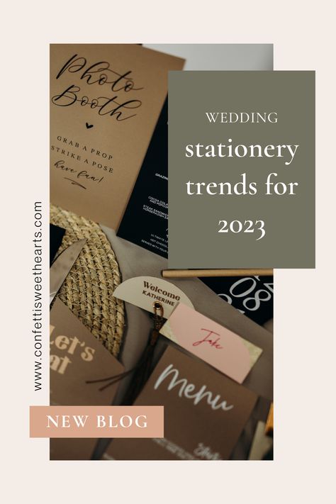 Wedding Stationery Trends for 2023. From curved designs, to custom signage to fun finishing touches such as wax seals, envelope liners and colourful tassels. #weddingstationery #weddingtrends2023 Enchanted Gifts, Colourful Tassels, 2023 Wedding Trends, Cocoa Cola, Signage Signs, Welcome Card, Custom Signage, Curve Design, Stationery Items