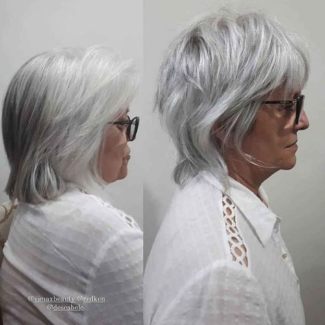 Are you searching for a low-maintenance shaggy haircut with bangs for a fresh style? This wash-and-wear shag with bangs for women over 60 is one of the 15 alluring images we have on our website. Simply tap "Read it" or click the link if you want to see more. // Photo Credit: @coralinemeireles on Instagram Long Pixie Shag Haircut, Short Shag Grey Hair, Short Edgy Shag Haircut, Gray Shag Hairstyles, Shaggy Haircuts With Bangs, Spiky Bangs, Short Hair Long Bangs, Shaggy Haircut, Rachel Hair