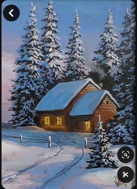 Winter Scene Paintings, Arte Aesthetic, Colour Drawing, Winter Landscape Painting, Christmas Landscape, Barn Painting, Painting Snow, Landscape Paintings Acrylic, Pencil Pen