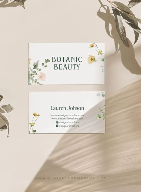 Card Design Aesthetic, Business Card With Photo, Florist Business Card, Modern Branding Design, Etsy Shop Branding, Canva Business, Etsy Branding, Social Media Kit, Floral Business Cards