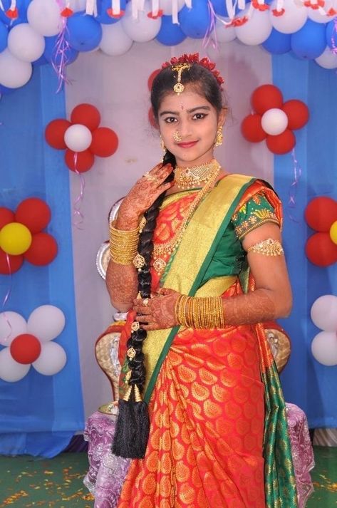 Mechur Function Photo Stills, Saree Function Stills, Bride Stills, Saree Ceremony, Marriage Poses, Saree Function, Indian Bride Poses, Half Saree Function, Indian Bride Photography Poses