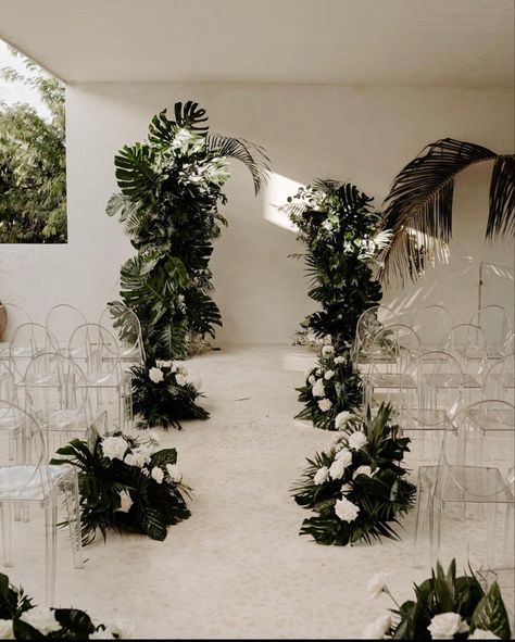 Rainforest Wedding, Greenery Party, Filipiniana Wedding Theme, Polynesian Wedding, Tropical Wedding Theme, Tropical Glam, Tropical Wedding Decor, Black And White Wedding Theme, Destination Wedding Decor