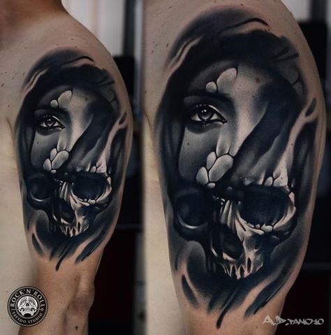 A.d. Pancho Dreams Tattoo, Tato Realis, Skull Face Tattoo, Tatuaje Cover Up, Face Tattoos For Women, Surreal Tattoo, Tattoos Mandala, World Tattoo, Face Tattoos