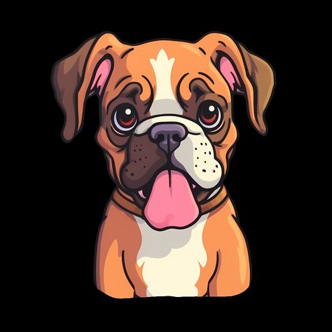 Cartoon Boxer Dog, Boxer Dog Art, Boxer Dog Drawing, Boxer Drawing, Boxer Painting, Cute Boxer Puppies, Dogs Cartoon, Dog Drawing Simple, Dog Logo Design