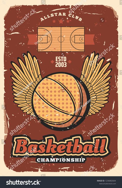 Basketball retro poster of ball with winner wings on sport court. Vector vintage design of basketball club championship or college team, league tournament with stars and victory banners #Ad , #affiliate, #sport#wings#court#vintage Dating Funny, Quotes Marriage, Flyer Mockup, Basketball Posters, Sport Poster Design, Sport Court, Pop Art Wallpaper, Sports Balls, College Team