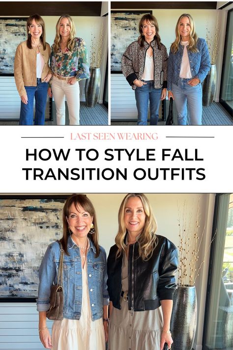 Ready to style the perfect fall transition outfit? Mix your summer faves with autumn layers like cardigans and lightweight jackets to create effortless looks. Don't forget to embrace rich fall tones like burgundy and rust. Here’s how to do it right! #FallFashion #LayeringLooks #TransitionStyle Summer Fall Transition Outfit, Barn Jacket Outfits, Style Fall Outfits, Off White Jeans, Fall Tones, Fall Transition Outfits, Perfect White Tee, Summer Shorts Outfits, Tiktok Fashion