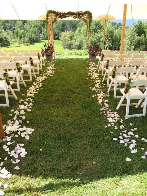 Winter Wedding Centerpieces, Backyard Wedding Ceremony, Yosemite Wedding, Vermont Wedding, Wedding Ceremony Flowers, Wedding Tent, Wedding Set Up, White Wedding Flowers, Ceremony Flowers