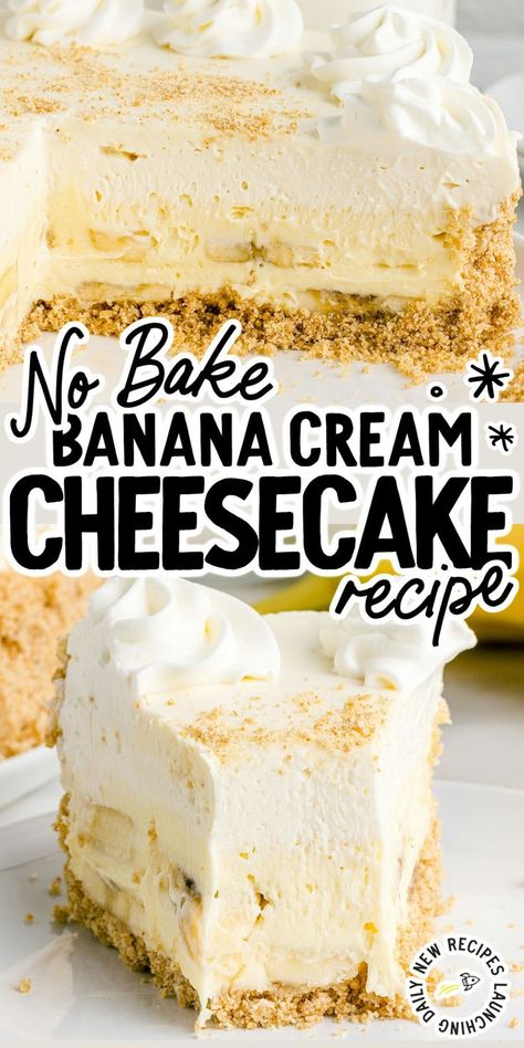 Banana Cream Cheesecake Banana Cream Cheesecake Bars, Best Holiday Appetizers, Banana Cream Cheesecake, Yummy Cheesecake, Banana Cheesecake, Cream Cheesecake, Homemade Cheesecake, Banana Dessert, Cheesecake Desserts