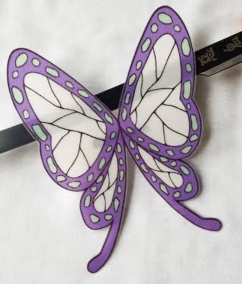 Demon Slayer Butterfly Hairpin, Shinobu Kochou Butterfly Clip, Shinobu Butterfly Clip, Shinobu Butterfly, Simple Tatto, Shinobu Cosplay, Witch Rituals, Anime Paper, Hair Clasp