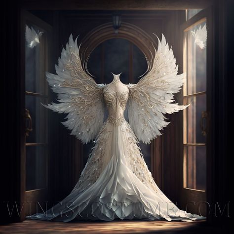 Ethereal Dress Goddesses, Angel Wing Dress, Superhero Dress, Angel Wings Costume, Angel Theme, Wings Dress, Fairy Outfit, Fashion Angels, Big Dresses