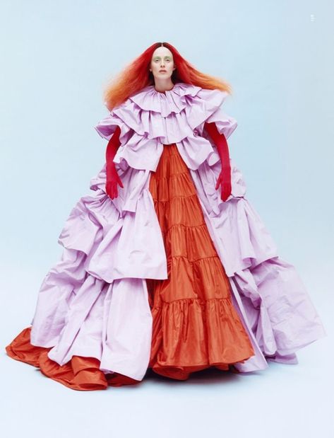 Karen Elson Dazed Magazine 2019 Cover Fashion Editorial Hipster Photography, Maximalist Fashion, Dazed Magazine, Redhead Models, Karen Elson, Valentino Haute Couture, Dior Haute Couture, Chanel Haute Couture, Clothing Photography