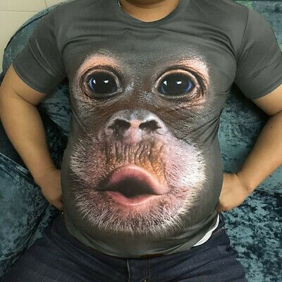 Mens T-Shirts 3D cotton Printed Animal Monkey tshirt... Long Shirt Men, Monkey Funny, Bebe T Shirt, Monkey Shirt, Monkey T Shirt, Monkeys Funny, Funny Prints, Shorts Casual, Animal Tshirt