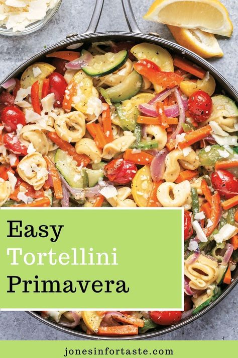 Spring Tortellini Recipes, Chicken Veggie Tortellini, Tortellini Recipes With Veggies, Tortellini Vegetable Bake, Meatless Tortellini Recipes, Tri Color Tortellini Recipes, Tortellini With Vegetables, Tortellini Primavera, Summer Tortellini