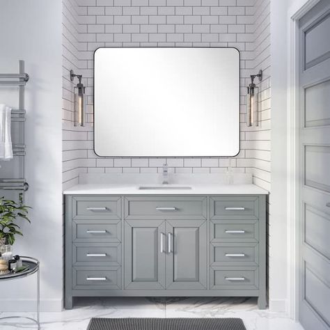 PRICES MAY VARY. WHY YOU WILL LOVE IT: This mirror is cleverly designed with a classic shape and a modern finish. The eletro-plated finishing technique gives this mirror a metallic look and can easily evalate the overall look of your room. Luxrious while on budget. STAINLESS STEEL FRAME: This rectangular metal framed matte black mirror uses preminum quality stainless steel material and solid wood backing to avoid both rust and corrosion when wall mounted, making it perfect super safe for bathroo Transitional Bathroom Design, Black Bathroom Mirror, Engineered Stone Countertops, Power Bar, Mirror For Wall, Spa Bathroom, Drawer Glides, Single Sink Bathroom, Transitional Bathroom