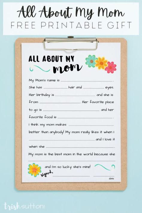 Share this simple fill in the blank All About My Mom Free Printable Interview with mothers on special days (including all of those that end in "Y").  This sweet questionnaire is made up of personal memories, loving words and is sure to be cherished! Mother’s Day Fill In The Blank, Mother’s Day Interview Printable, Mom Questionnaire Free Printable, Mother’s Day Printable Questions, Mother’s Day Questionnaire, Mothers Day Questionnaire Free Printable, All About Mom Free Printable, All About My Mom Free Printable, Mothers Day Questionnaire