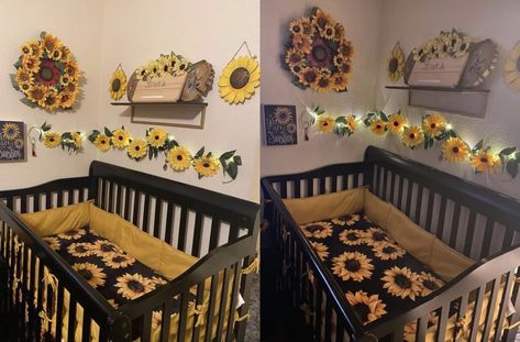 Winnie The Pooh And Sunflower Nursery, Sunflower Nursery Theme Girl, Sunflower Nursery Ideas, Sunflower Nursery Theme, Baby Crib Ideas, Dipper Bag, Peanuts Nursery, Baby 2024