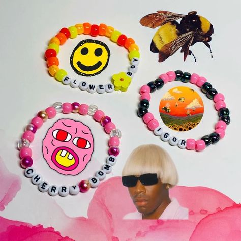 Clay Bead Bracelet Ideas Tyler The Creator, Igor Bracelet, Cmiygl Bracelet, Tyler The Creator Kandi, Tyler The Creator Bracelet Ideas, Tyler The Creator Bead Bracelet, Tyler The Creator Bracelet, Bracelet Ideas Pony Beads, Funny Kandi Bracelets Sayings