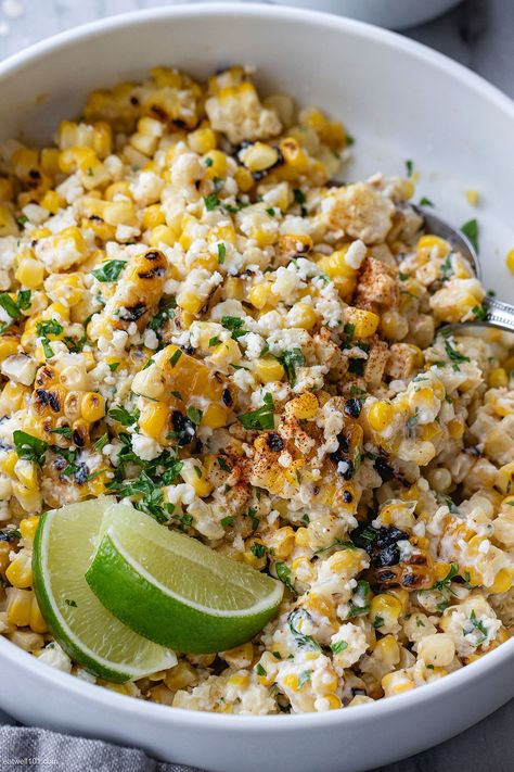 Mexican Street Corn Salad - #mexican #corn #salad #recipe #eatwell101 - This grilled mexican street corn salad salad bursts with flavors. It's a unique twist on the classic street corn recipe and the perfect side dish for your next summer get-together! - #recipe by #eatwell101® Salads For Mexican Food, Me I Can Street Corn Salad, Street Corn Salad Healthy, Best Street Corn Recipe, Mexican Summer Corn Salad, Creamed Street Corn, Healthy Mexican Street Corn Salad, Mexican Street Corn For A Crowd, Corn Street Salad