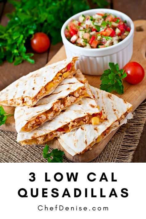 Healthy Lunch Quesadilla, Low Calorie Breakfast Quesadilla, Healthy Easy Low Calorie Meals, Healthy Quesadilla Clean Eating, Low Calorie Quesadilla Recipes, Low Cal Tacos, Low Calorie Chicken Quesadilla, Low Cal Quesadilla, Easy Low Cal Dinner