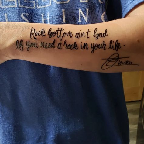 Upchurch Tattoos, Rock Bottom Tattoo Ideas, Clean Rock One Tattoo, Quotes About Hitting Rock Bottom Life, Rocknroll Tattoo Ideas, Kid Rock Quotes, Sometimes There Just Arent Enough Rocks, Rock Tattoo, Cowgirl Tattoos