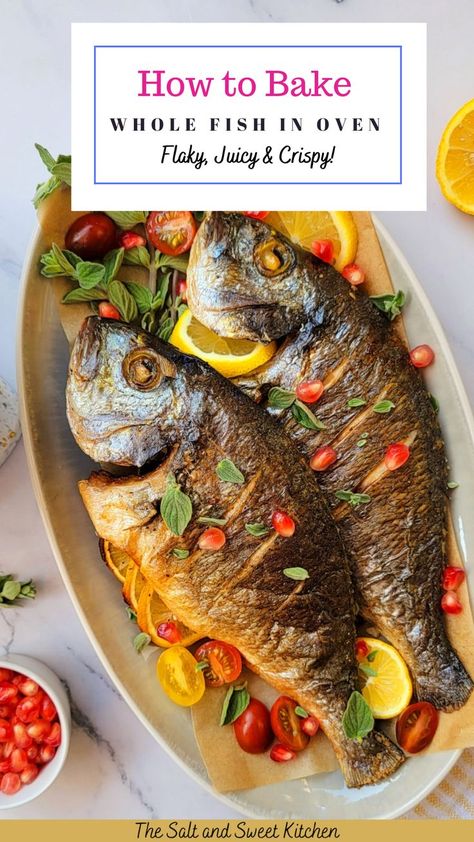 Whole fish recipe Fish Recipes Whole, How To Cook Whole Fish In The Oven, Whole Fish Baked In Oven, Cooking Whole Fish In Oven, Cook Whole Fish, Whole Cooked Fish, Tilapia Whole Fish Recipes, Baking Whole Fish In Oven, Whole Perch Fish Recipes