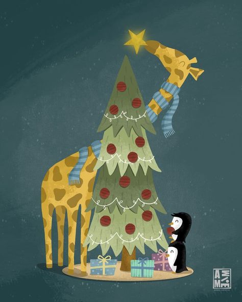 https://pin.it/4FWMqPHib Christmas Giraffe Illustration, Giraffe Christmas Card, Christmas At The Zoo, Christmas Giraffe, Giraffe Christmas, Scarf Drawing, Giraffe Sculpture, Coworkers Gifts, Penguins Christmas